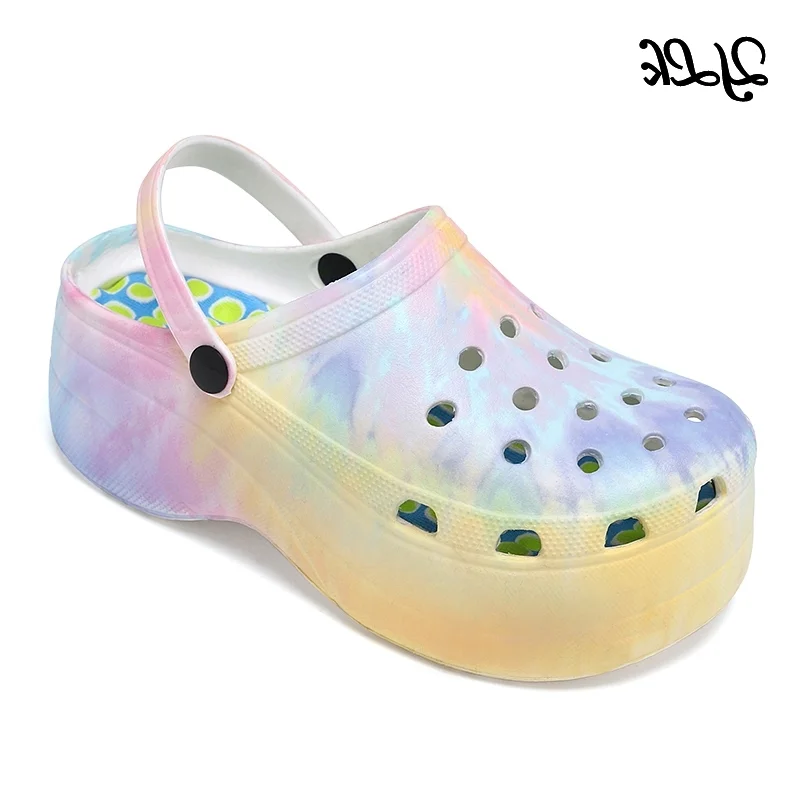 USA fashion Slatform tie dye EVA clog lady woman girl garden shoe beach sandal sliSSer manufacturer China  custom