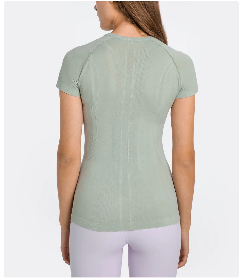 Custom Logo Cut off Women Yoga Top Equestrian Clothing Seamless Gym Workout Sports T Shirt For Women