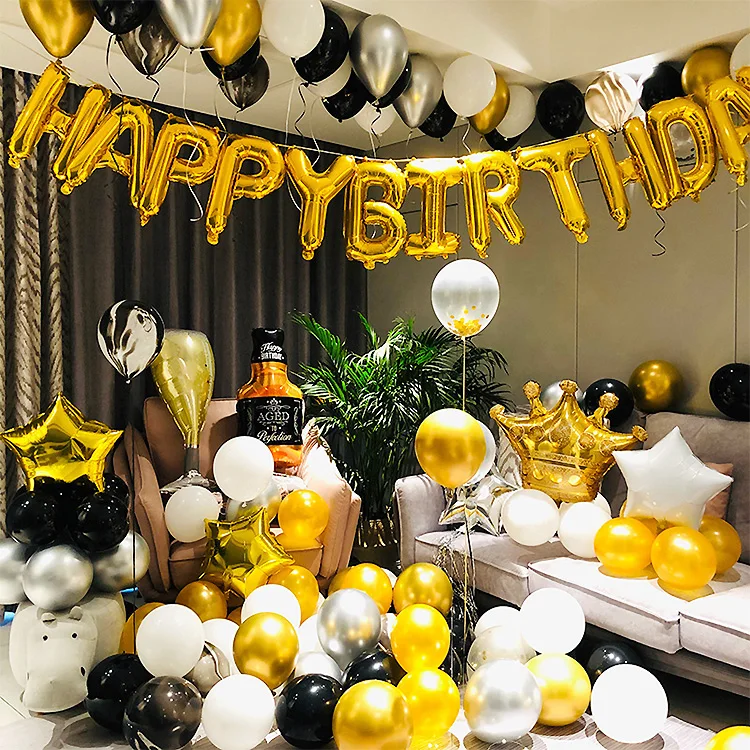 Birthday Balloons Party Decorations Set Gold Crown Helium Balloon for Girls and Boys 18th Birthday Party