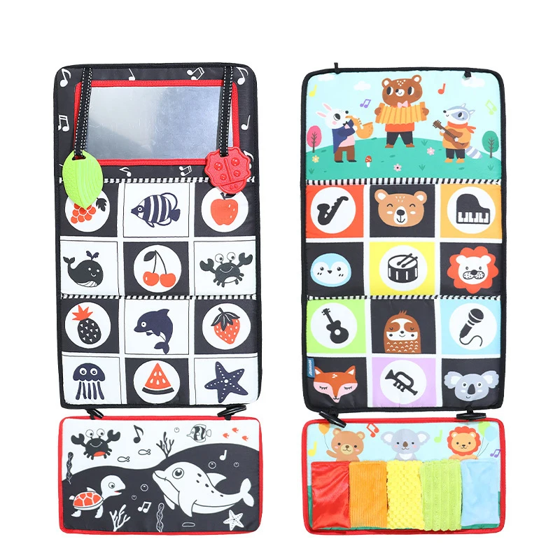 New Arrive Foldable Distorting Mirror Cloth Book Baby Vision Training Toy Baby Piano Foldable Mirror Toy