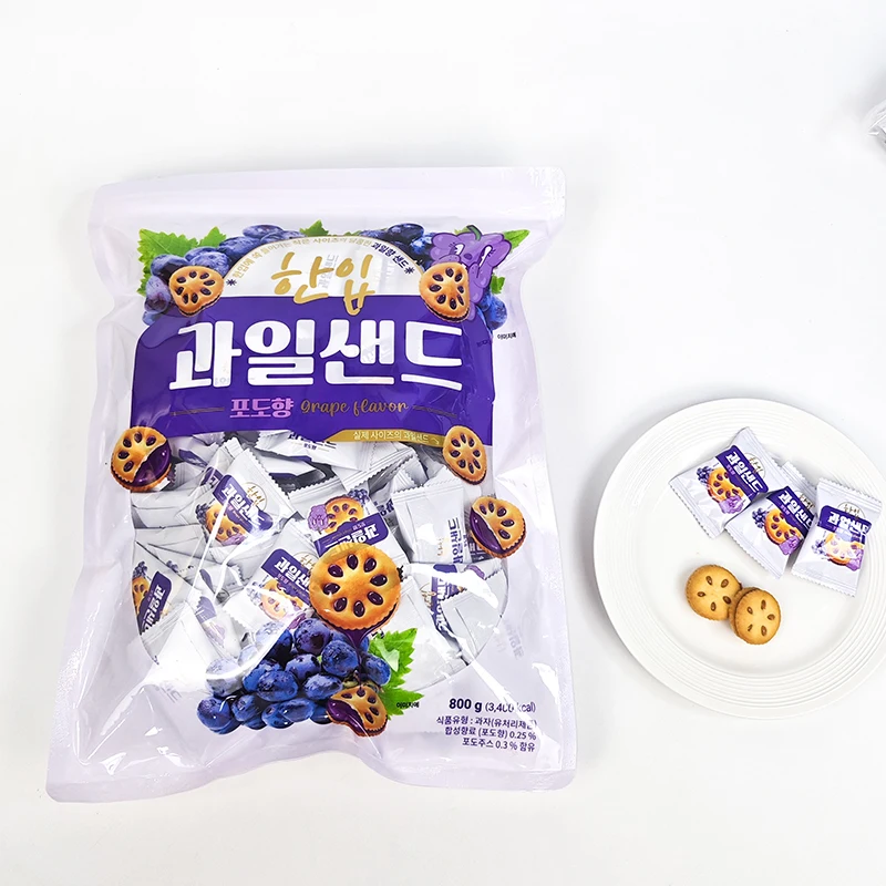 800g New design Jam filling sandwich cracker fresh fruit jam biscuits snacks