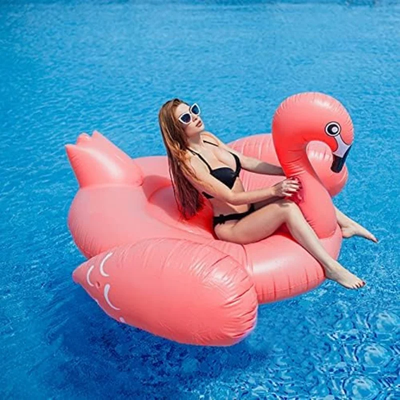 Swimming Pool Party Toys Lounge Raft Ride-on for 2 Players Adults Kids, Huge Flamingo Inflatable Pool Float Beach Float on Stock