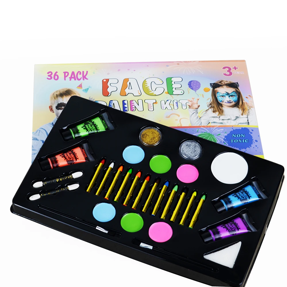 30 Value Pack UV Neon Party Glow in Dark Face and Body Paint