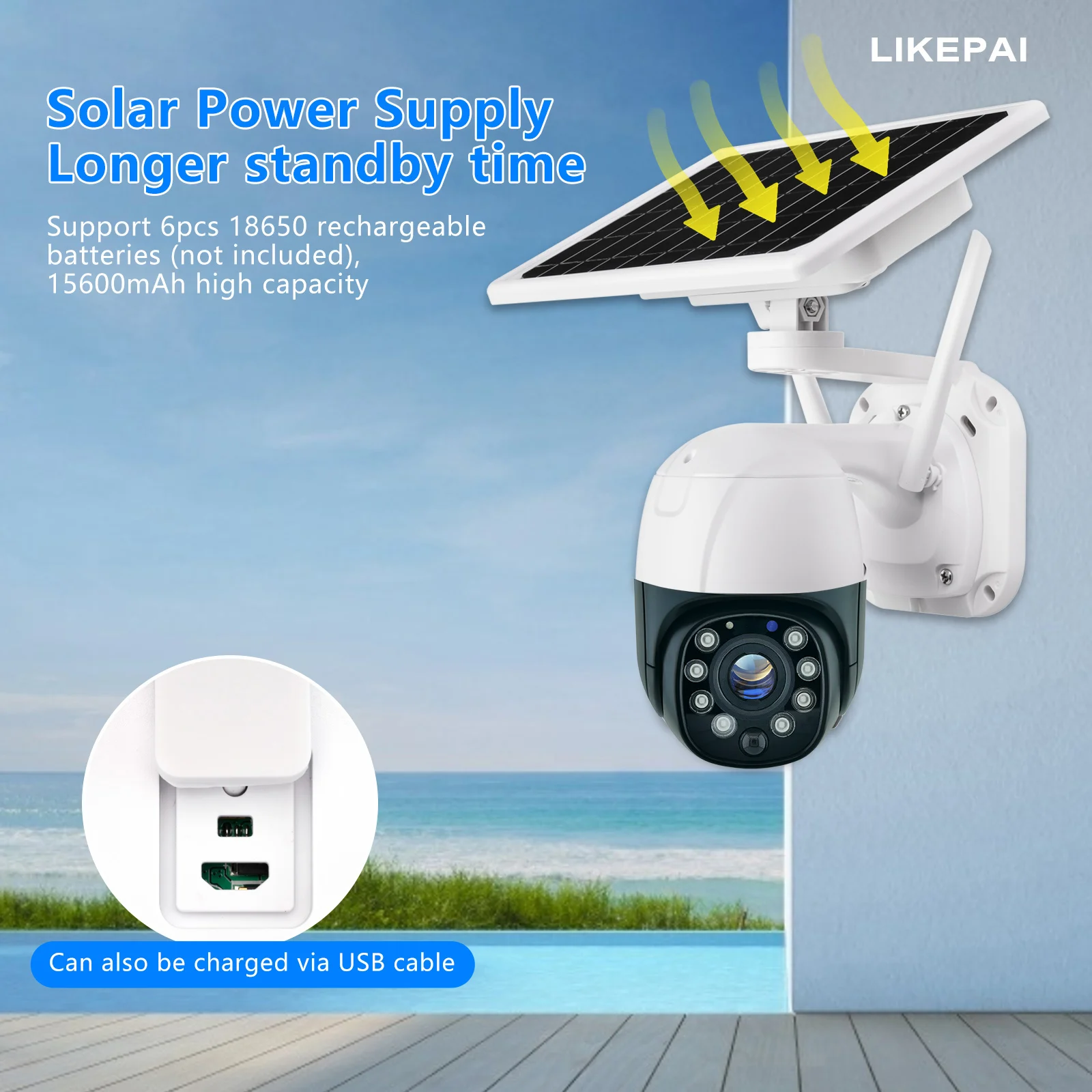 Wifi Wireless Solar Power Camera 4g 3g Sim Card Slot Cctv Security Ip Camera Outdoor Support 128 Memory Card