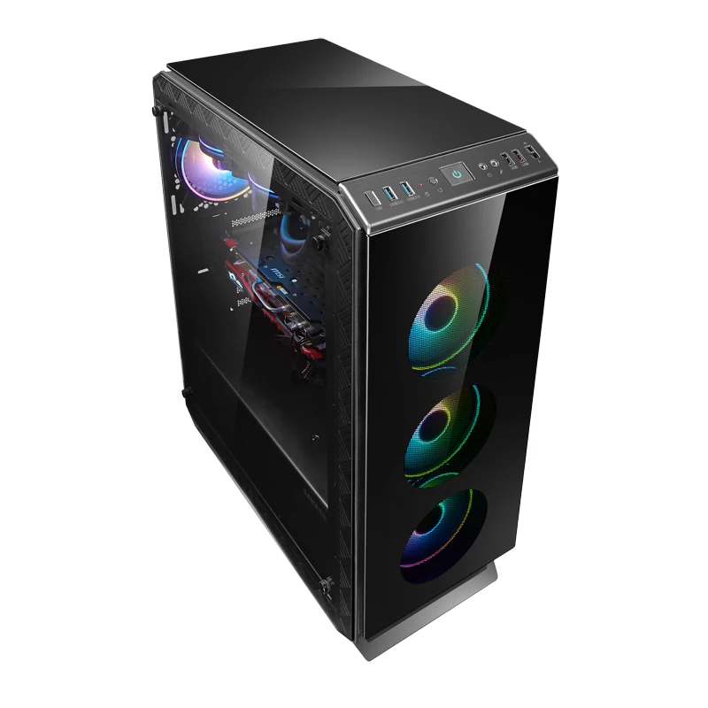 
SAMA OEM Gaming PC Cases Tepmered Glass on Front and Top ATX Desktop Computer Case USB3.0 Cable 