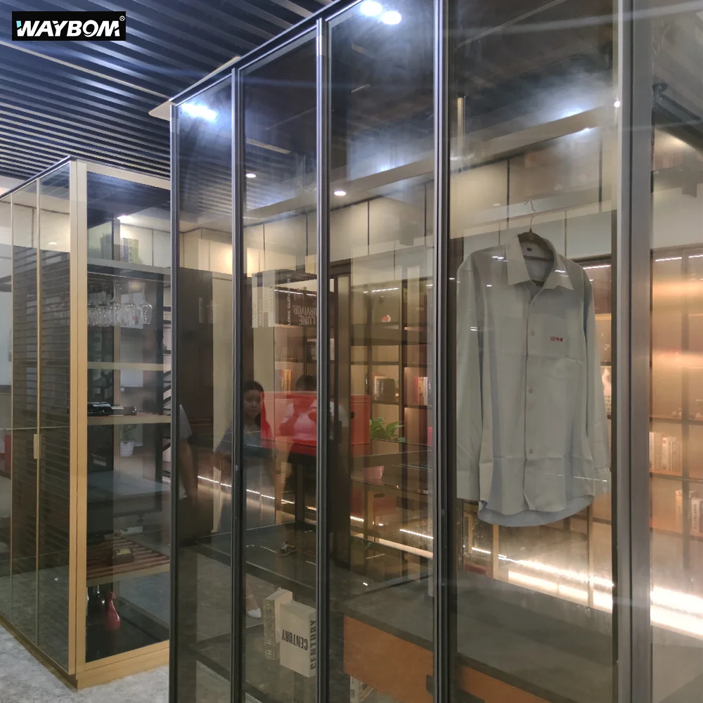 Hotel Modern Aluminum Glass Wardrobe Custom Color Cloakroom