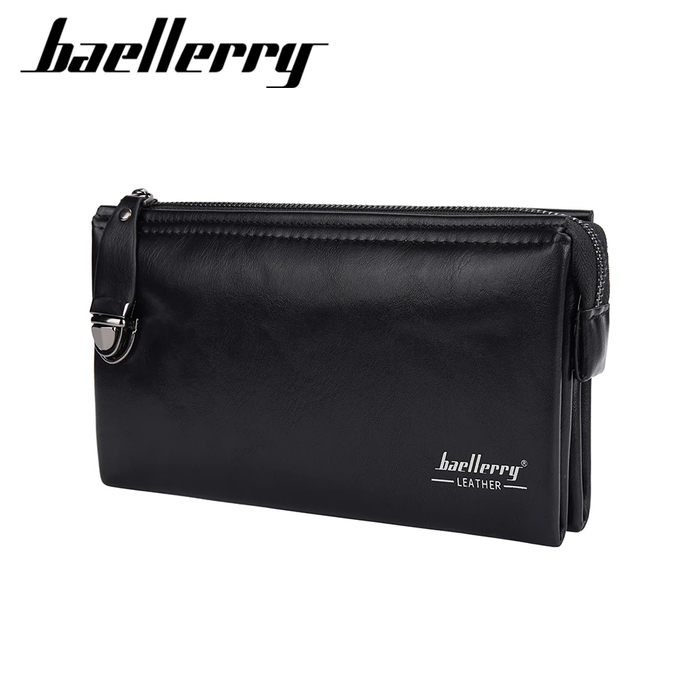 Baellerry  Durable Popular Leather Business Clutch Bag  Pu Leather Wallet For Men Large Capacity Zipper Handbag