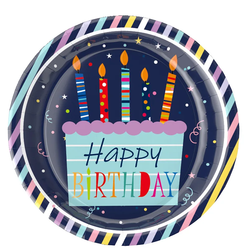Birthday Party Supplies Custom Birthday Paper Plates Disposable Happy Birthday Party Tableware
