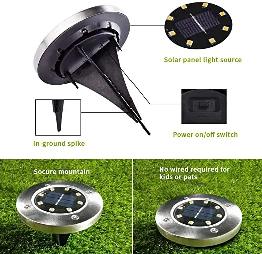 Solar Lights For Outdoor Garden Led Landscape Light / Pathway Lights,Bright White,Waterproof,Stainless Steel