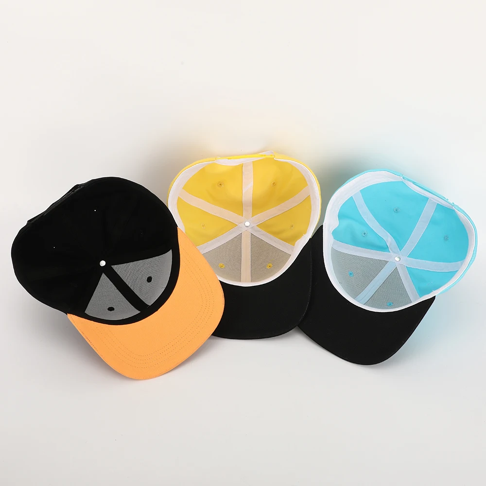 OEM Custom Design Your Own Logo 6 Panel High Quality Flat Brim Plain Cotton Hip Hop Snapback Hat Caps With Leather Patch