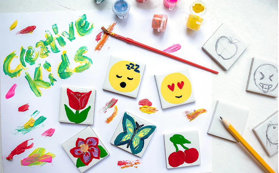 Magnetic Mini Tile Art DIY Painting Fridge Magnet  Art & Crafts Kits for Children Party Project Gifts
