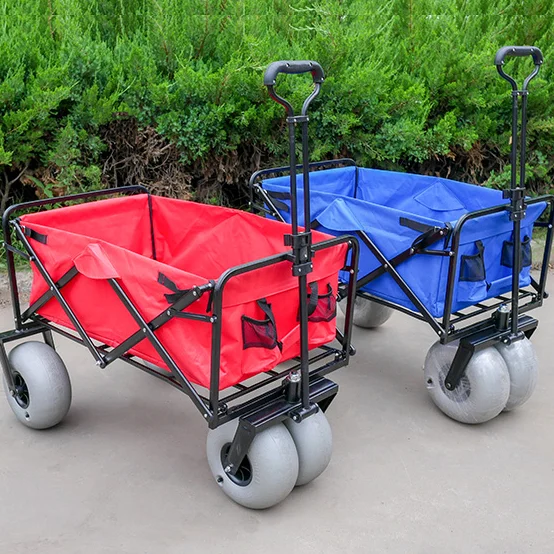 Camping Beach Folding Beach Cart With Balloon Wheels for Sand Picnic Garden Wagon