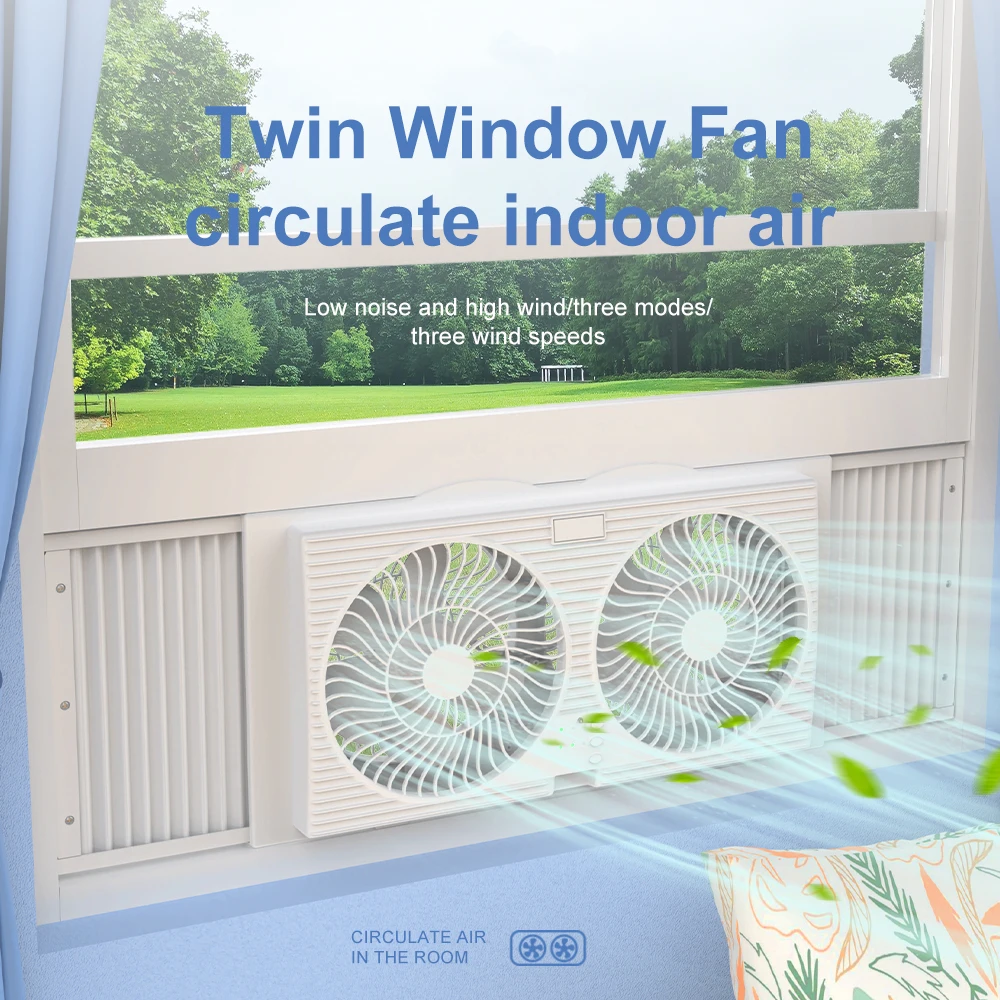 Remote Control House Modern High Quality Quiet Ventilation Rechargeable 9 Inch Twin Wall Window Air Exhaust Electric Fan