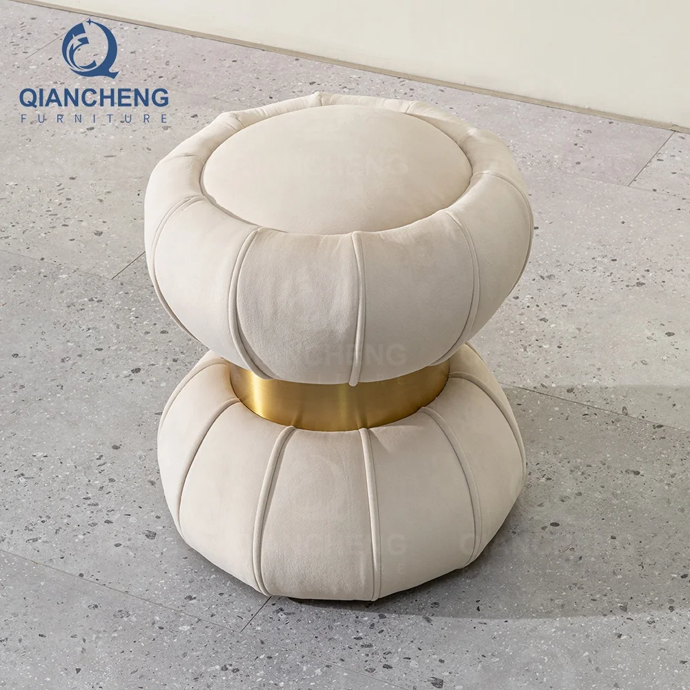 2023 hot style ottoman white velvet fabric foot stool living room home furniture salon footrest
