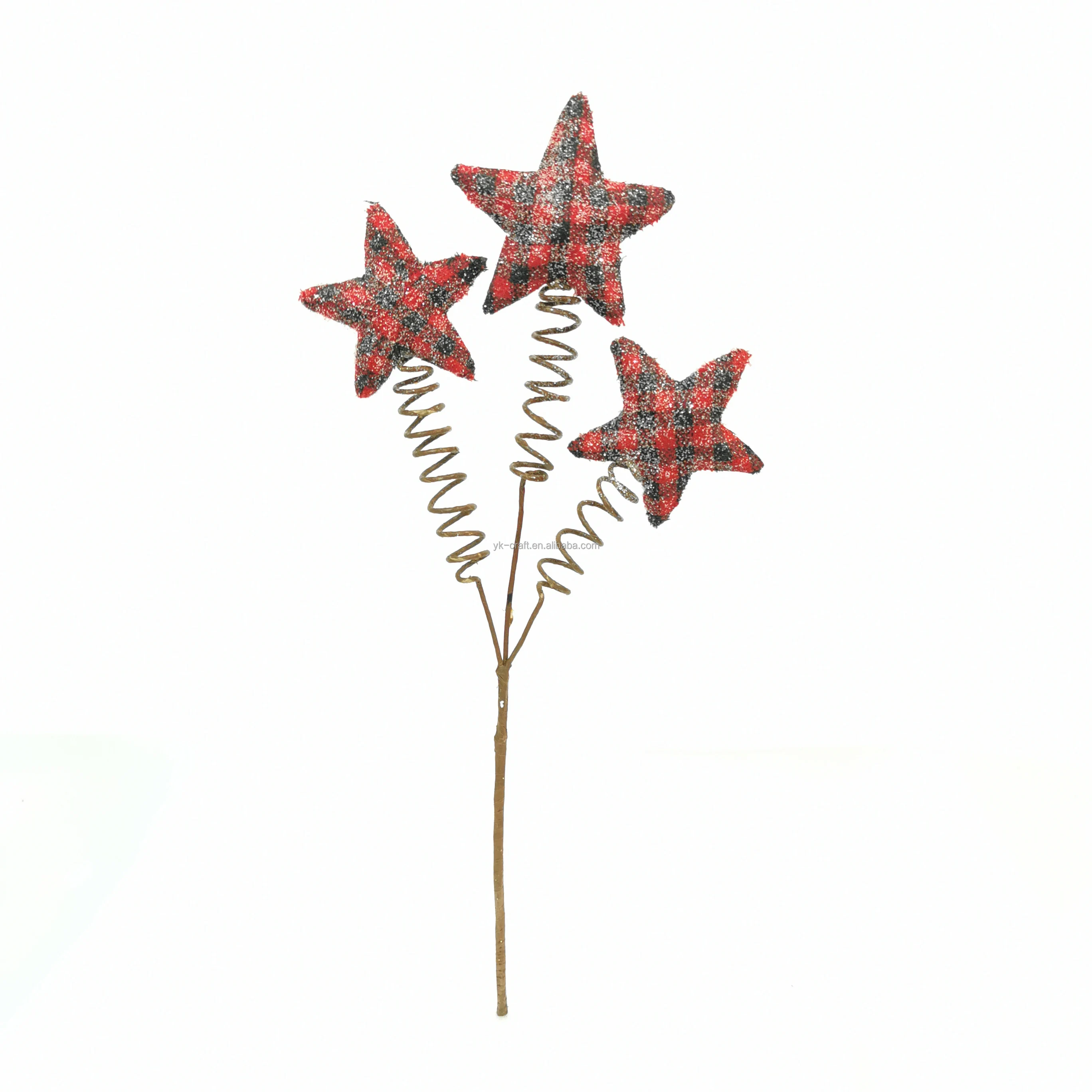 Factory Direct Xmas Ornament Star Pick 3 Head Wire Stem With Glitter Little Star Festival Party Star Sparkling Magic Stick Decor