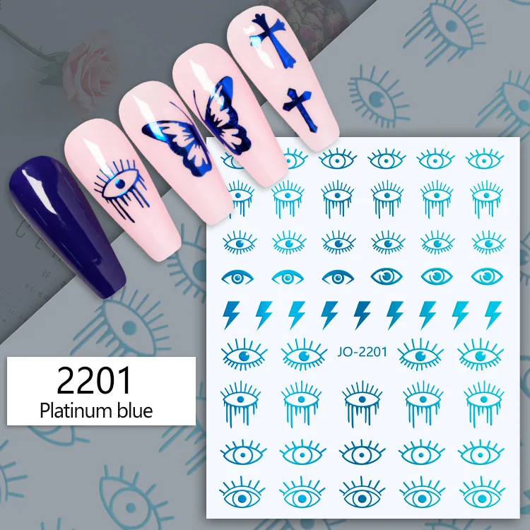 Wholesale 2023 New Product New Creative Design Nail Sticker 5D Blue Eyelash European and American Nail Sticker