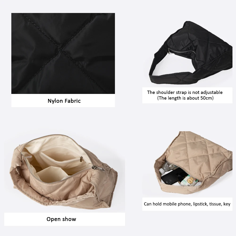 Factory Wholesale High Quality Cotton Tote Bag Nylon Handbag Expanded Olive Green Tote Bag Custom Puff Cotton Fabric Hand Bag