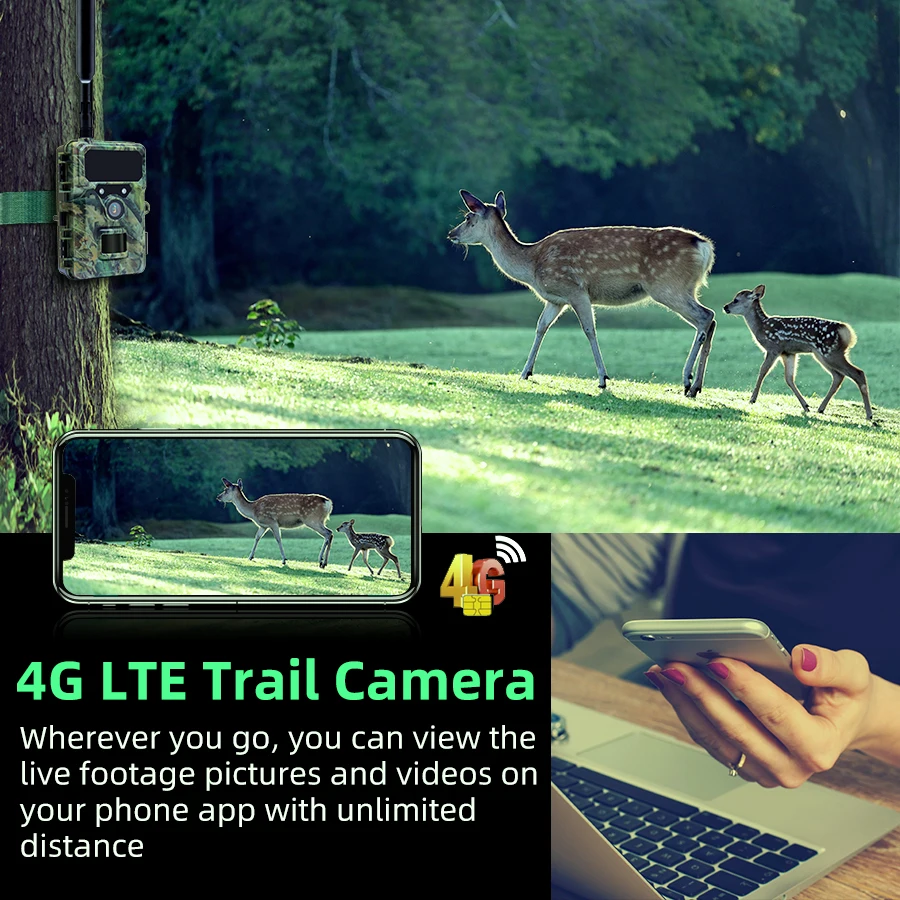 4G LTE камера для охоты 30MP HD 2 7 K с управлением приложением ночного видения фотоловушка сим-картой сотовая Мобильная Беспроводная дикой природы