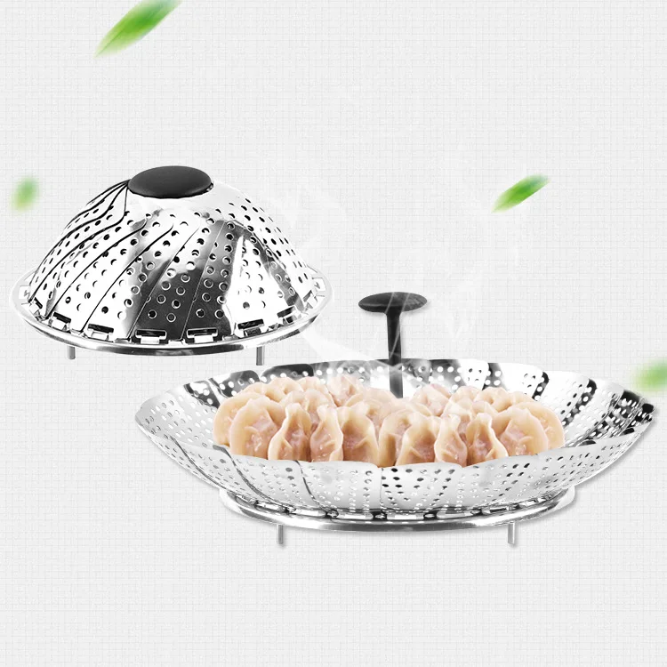 Складная Пароварка для овощей-безопасная круглая Паровая корзина из нержавеющей стали для пищевых продуктов-подходит для больших и маленьких сковородок, кастрюль, мгновенного приготовления