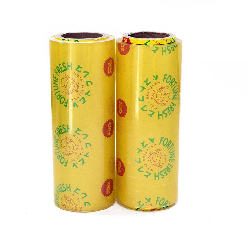 Customized FORTUNE FRESH PVC Cling Film Anti-fog Anti-stain Food Grade Wrap Roll Jumbo Roll For White Button Mushroom Fresh