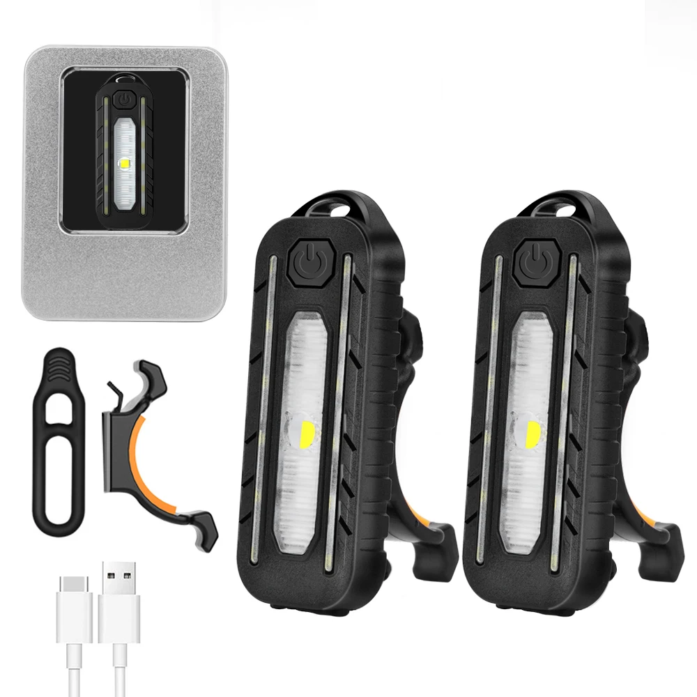 Multifunction Red and Blue Warning Light Rechargeable Bicycle Tail Light LED Waterproof Shoulder Clip Light Helmet Lamp