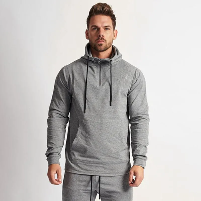Custom Logo Printed Fall Winter Trend Pullover Men Sports Hoodies Mens Fitness Gym Black Sweatshirts