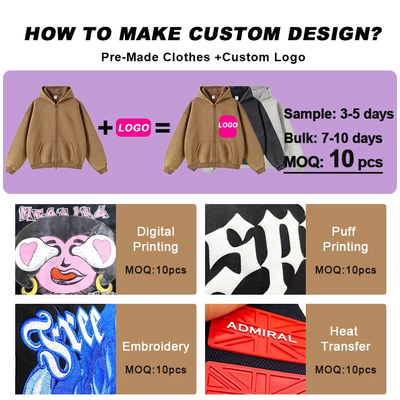 Custom 360Gsm Fleece Double Zipper Sun Faded Zip Up Hoodie Blank Unisex Drop Shoulder Vintage Acid Wash Zip Hoodie For Men