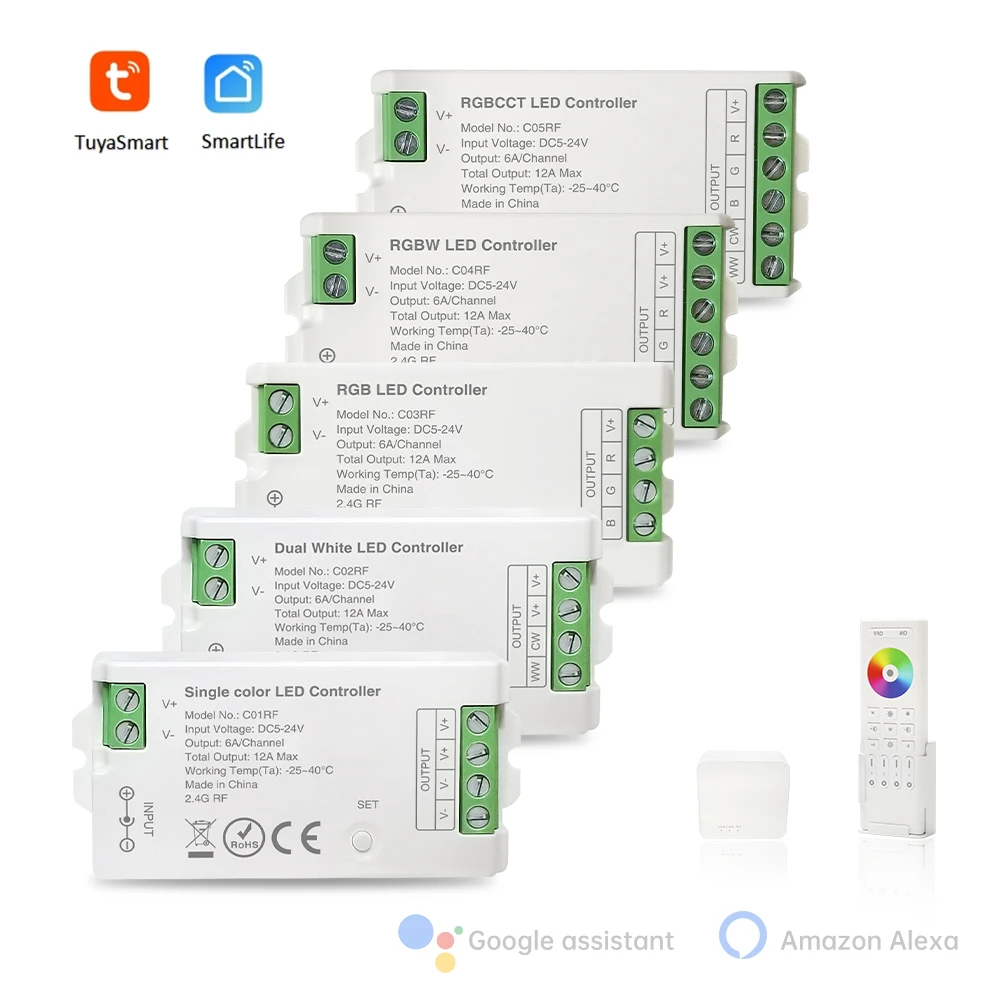 2.4G series single color/ CCT/RGB/RGBW/RGBCCT smart phone APP controllers dimmers