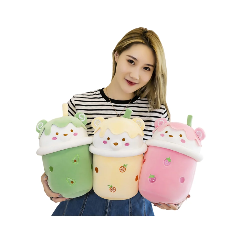 HWA Bear Boba Plush Toys Cartoon Bubble Tea Cup boba Plushies Stuffed Soft Milk Tea Plush Pillow