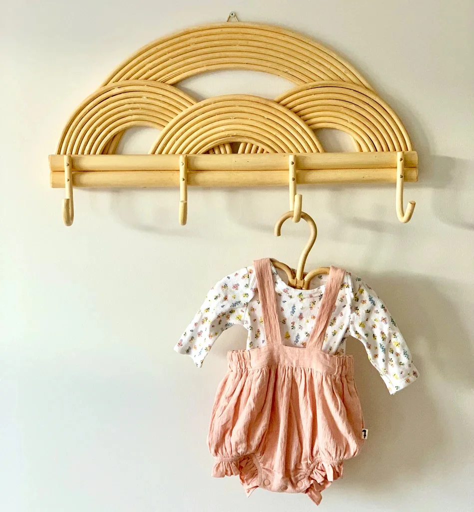 Organic Rainbow Rattan Wall Hanging Decor Rack Clothes Rack bedroom decor items hooks for clothes home accessories