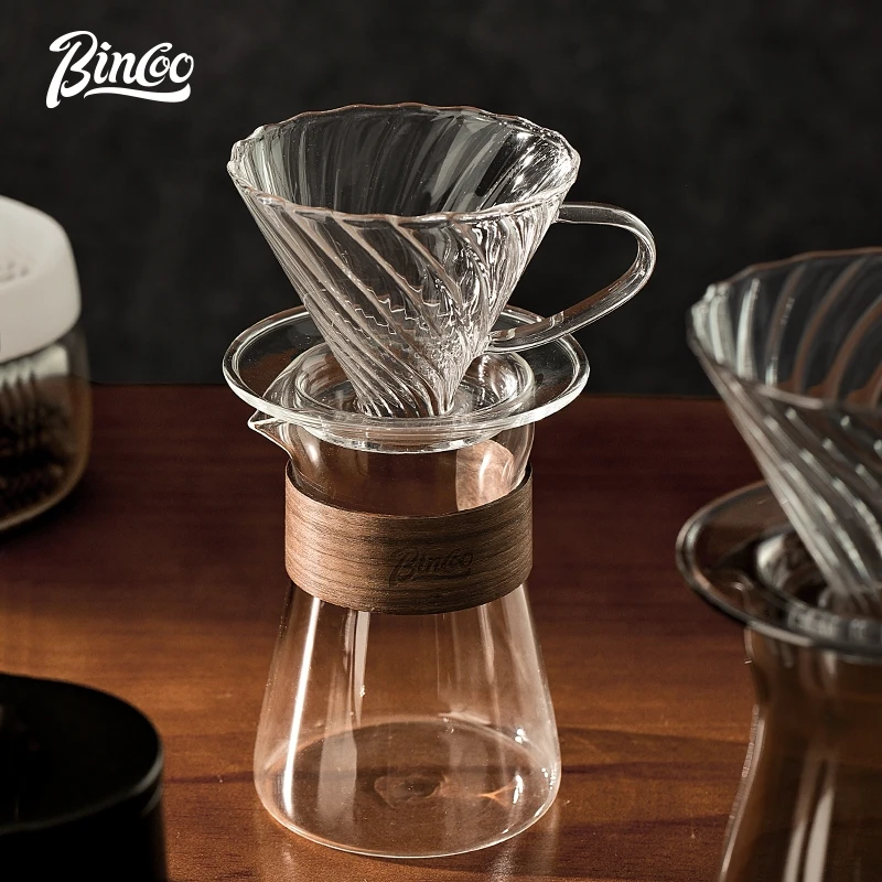 BINCOO Glass Coffee Dripper Set Hand-pour Coffee Pot Set Hand-pour Pot Filter Cup V60 Sharing Jug Glass Brewing Cup 500ML/600ML