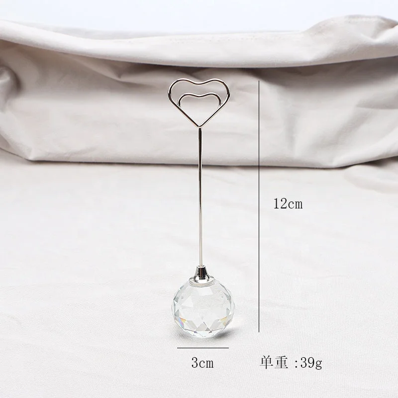 YS0811E Wholesale Customized OEM Photo Name Table Number Card Stand Note Memo Clips Metal Crystal Place Name Card Holder