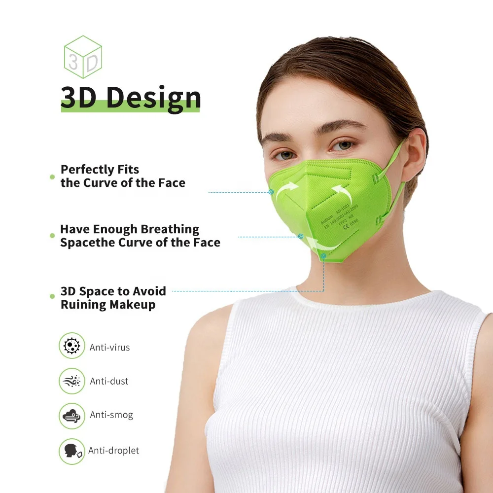 Andum CE Certificate Factory Wholesale Price 5PLY Supply mask ffp2 eu manufacturers  black europe Breathable Respirator