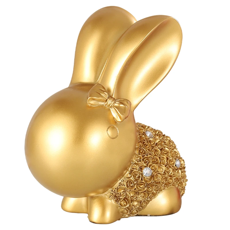 new trendy items unique house hold item living room homedecoration modern golden luxury diamond-studded resin 3D golden pair of