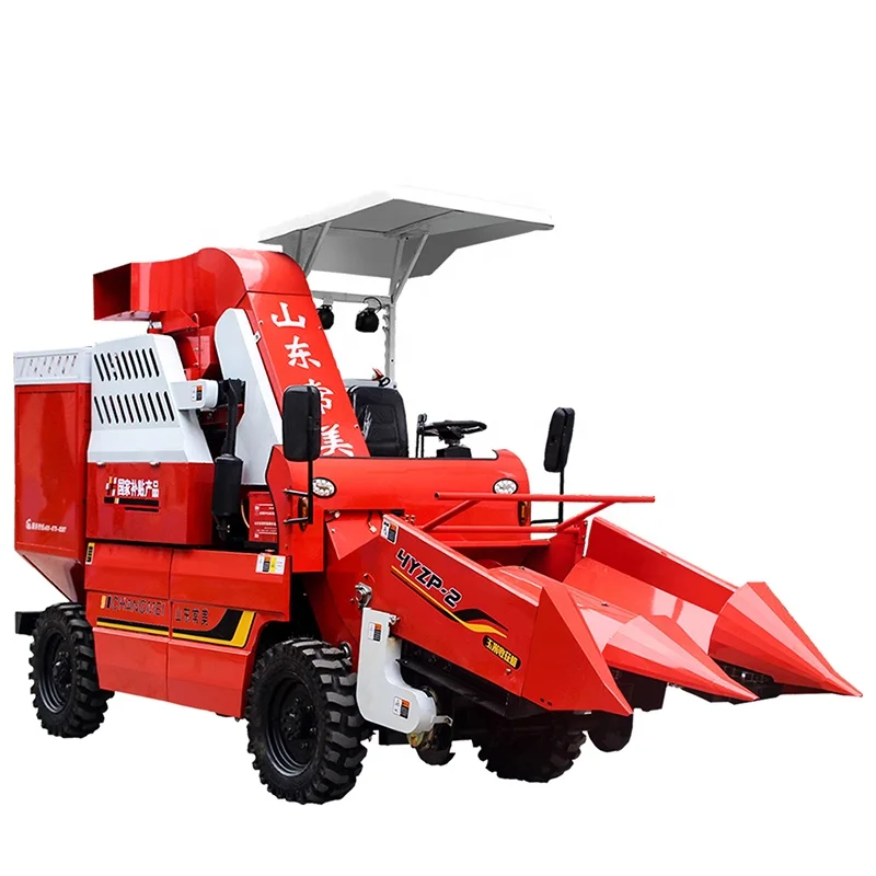 45HP Double-row mini corn combine harvester for corn harvesting