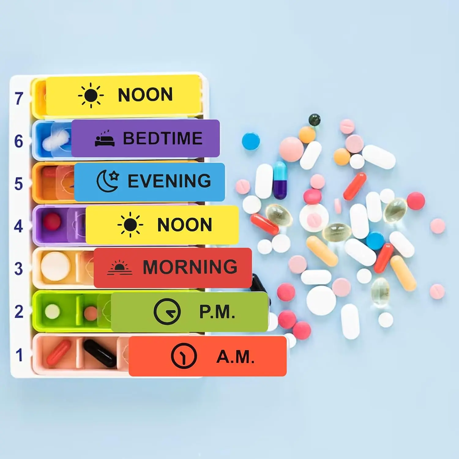 Medicine Stickers Medication Instruction Label Permanent Paper AM NOON PM Bedtime for Pill case Planner