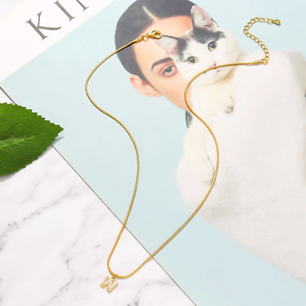 DAIHE Personalized Letter Pendant Fashion Jewelry Snake Chain Clavicle Chain Necklace Kolye