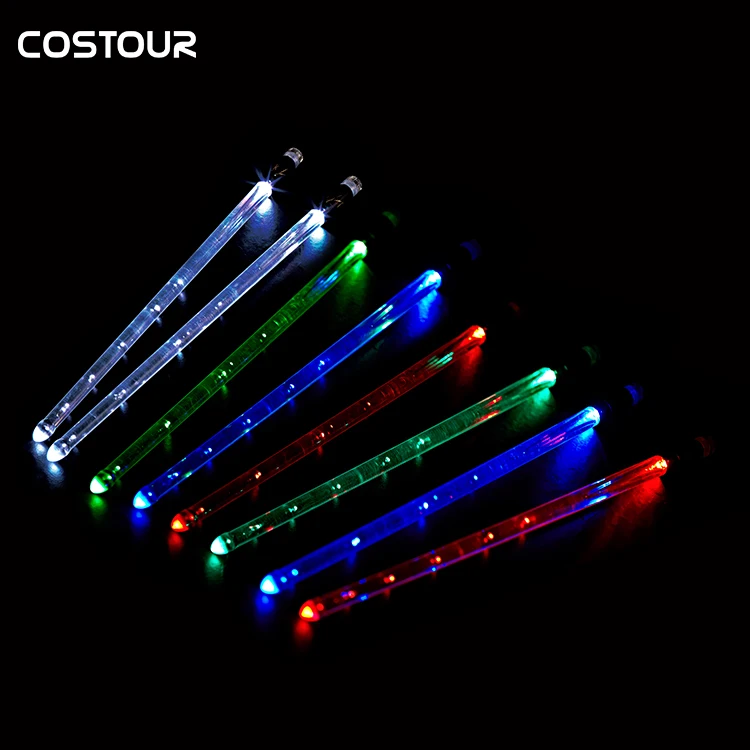 Wholesale OEM Acrylic 5a LED Drum Stick With Switch Light Up Bluk Jazz Drum Stick