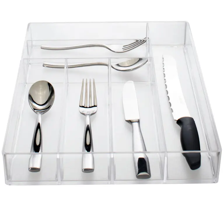 
Customized acrylic cutlery drawer organizer kitchen utensil accessories tray wholesale 