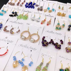 Aug jewelry earrings mixed wholesale personality celebrity style long color crystal handmade earrings bulk cheap ladies earrings