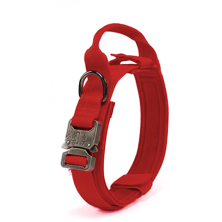 Wholesale heavy duty adjustable metal buckle nylon military dog tactical collars