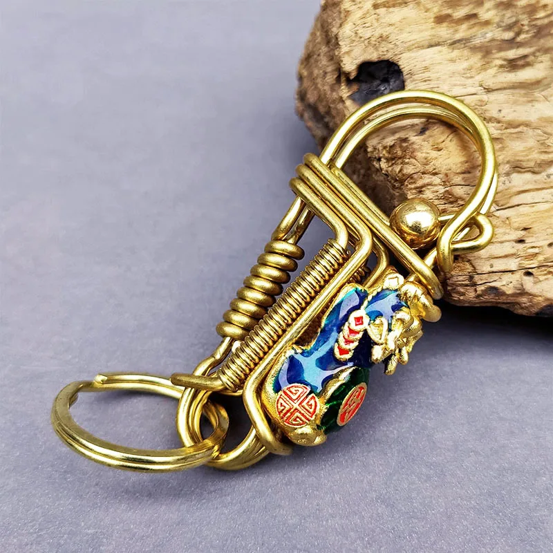 Factory custom handmade simple brass wire key ring hardware push gate brass key hook