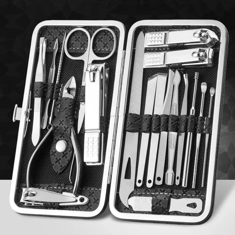 
Travel Mini Manicure set Nail Clipper set 10 in 1 Stainless Steel Pedicure Care Grooming kit with Case 