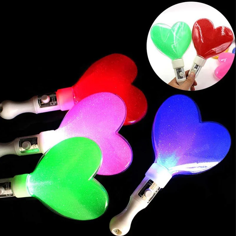 High Selling Heart Shape Party Decoration Colorful Led Shine Glow Flashing Light Stick For Concert Props