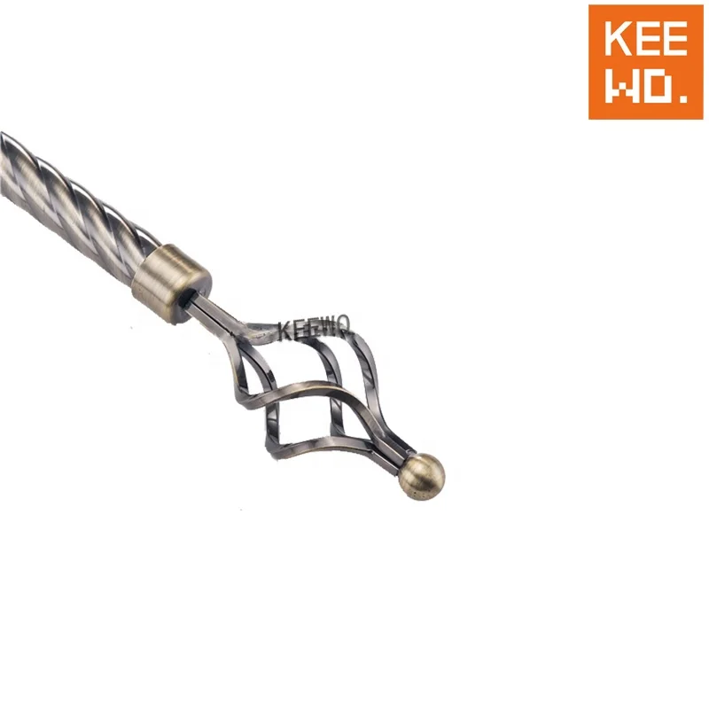 Keewo silver gold bronze anti brass copper 1 2M hot sale 28mm extendable curtain pipe rods from China factory