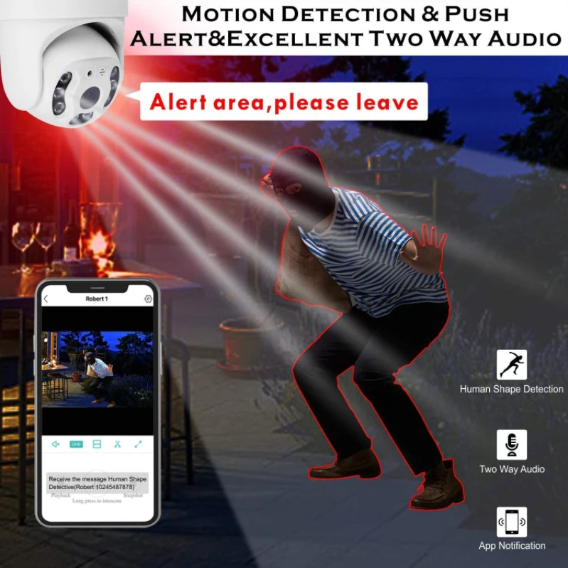  1080P PTZ WIFI Camera Long Range Outdoor Two Way Audio Dome Camara 2MP Security IP HD Motion Detection