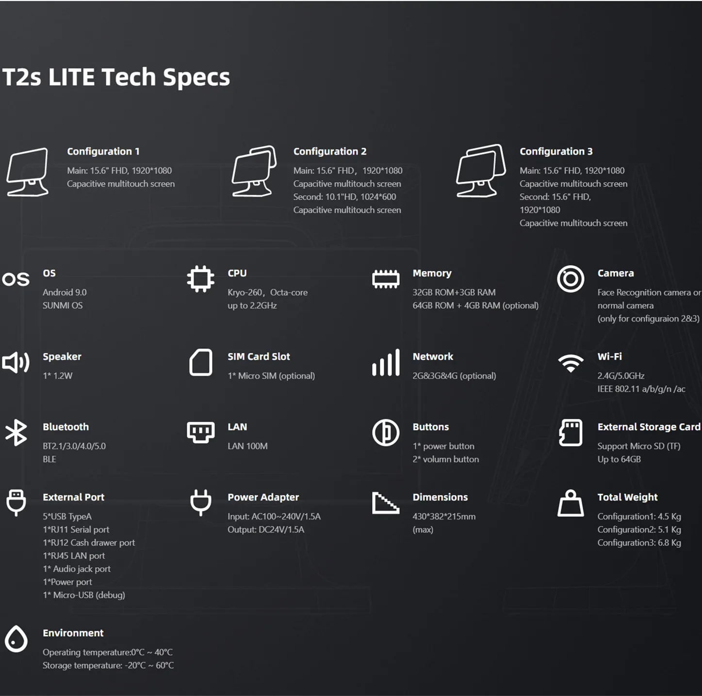 Кассовый аппарат для супермаркета Sunmi T2s LITE Android 9 0 настольный кассовый розничного магазина ресторана