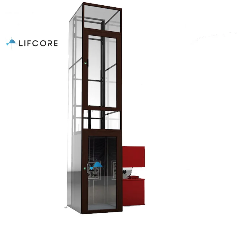 2-3 Stops 350kg Full Glass Residential Lifts Elevators With Beautiful Cabin
