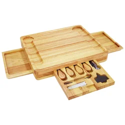 Amazon top seller 2022 home  kitchten With Slide Out Drawer Acacia Bamboo Cheese Board Charcuterie Platter