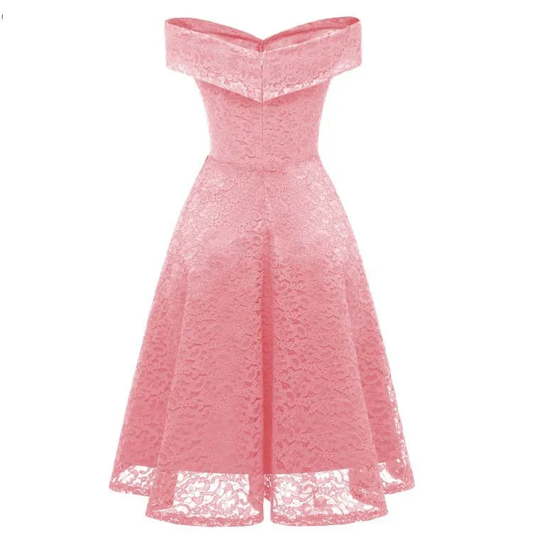 Custom Prom Elegant Ladies Special Occasion Dress Fit And Flare Floral Lace Off-shoulder Flared Women Club Party Dress